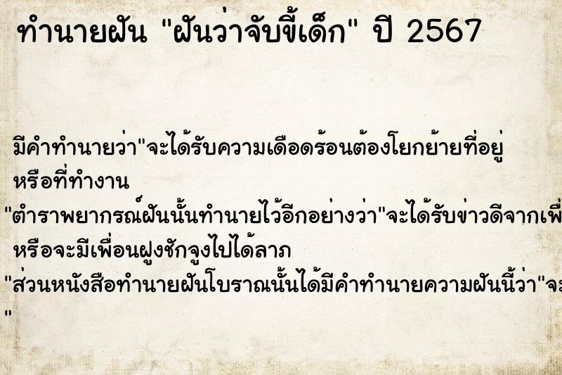 ทำนายฝันทำนายฝันฝันว่าจับขี้เด็ก