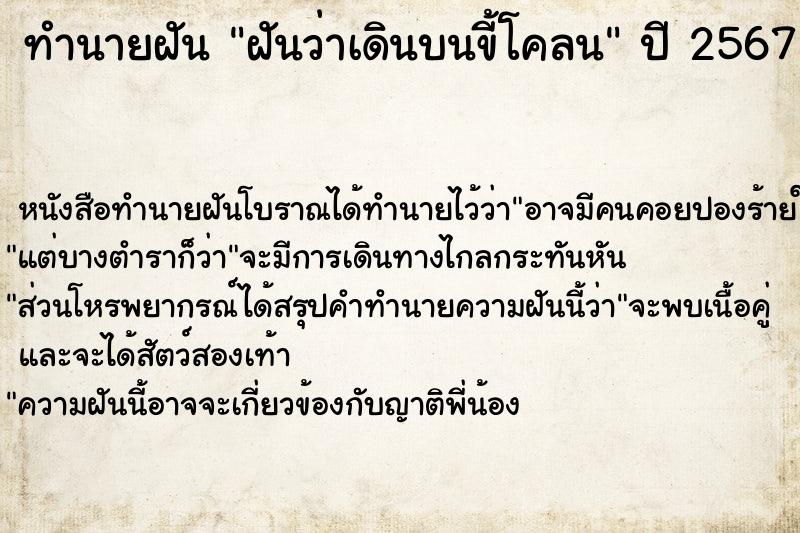 ทำนายฝันทำนายฝันฝันว่าเดินบนขี้โคลน