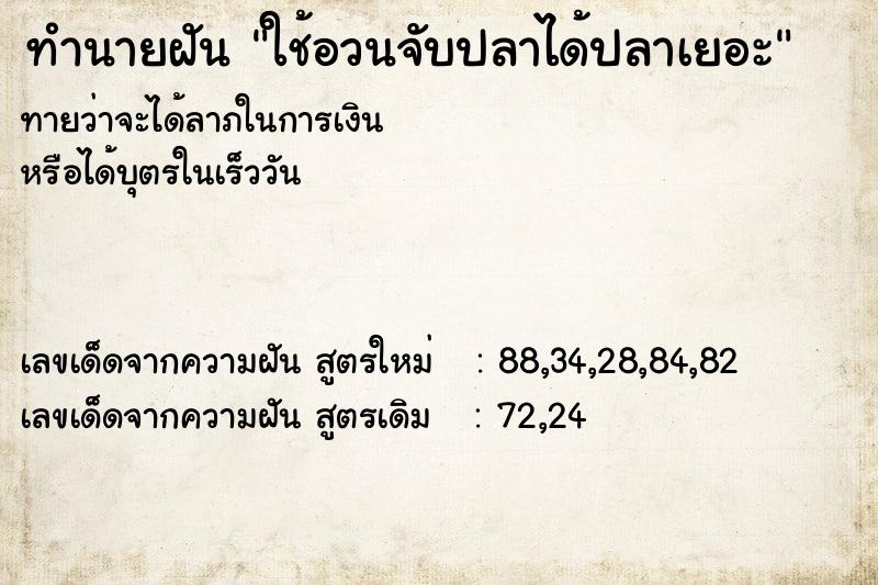 ทำนายฝันทำนายฝันใช้อวนจับปลาได้ปลาเยอะ