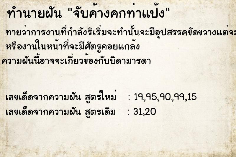 ทำนายฝันจับค้างคกท่าแป้ง ทำนายฝันทำนายฝันจับค้างคกท่าแป้ง