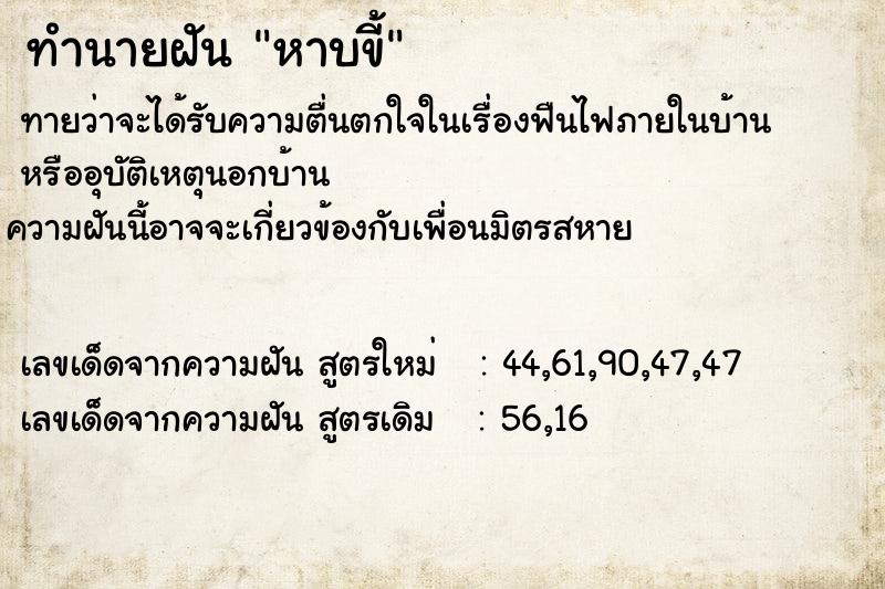 ทำนายฝันหาบขี้ ทำนายฝันทำนายฝันหาบขี้