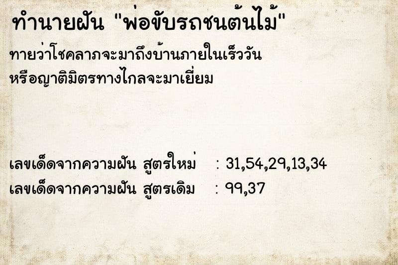 ทำนายฝัน พ่อขับรถชนต้นไม้ ทำนายฝัน พ่อขับรถชนต้นไม้