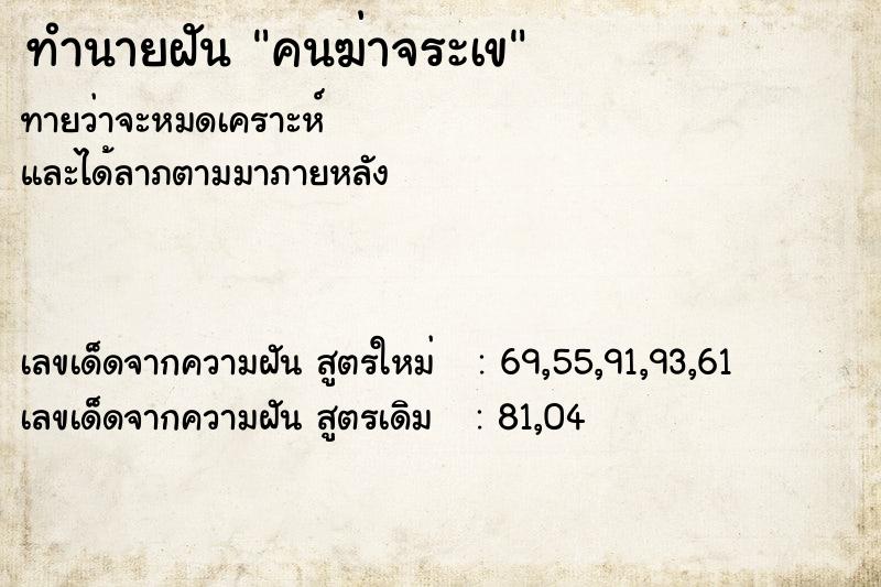 ทำนายฝันคนฆ่าจระเข ทำนายฝันทำนายฝันคนฆ่าจระเข