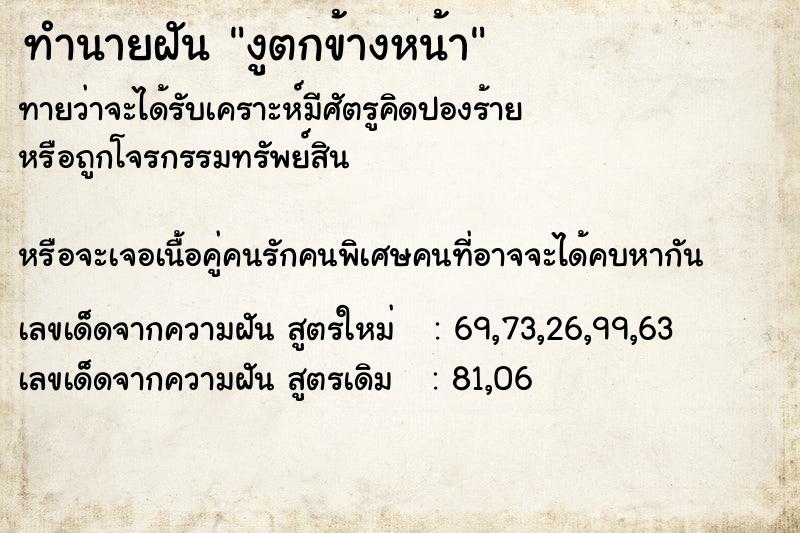 ทำนายฝันทำนายฝันงูตกข้างหน้า