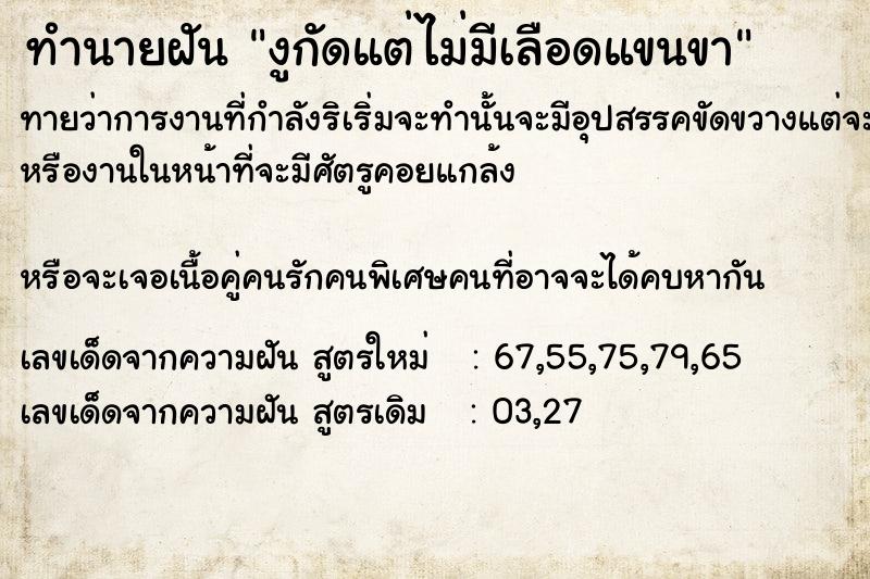 ทำนายฝันงูกัดแต่ไม่มีเลือดแขนขา ทำนายฝันทำนายฝันงูกัดแต่ไม่มีเลือดแขนขา