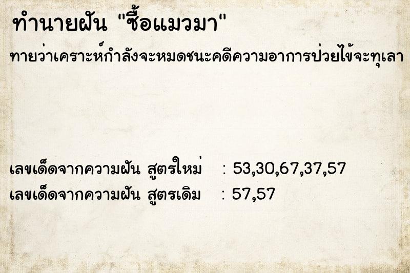 ทำนายฝันซื้อแมวมา ทำนายฝันทำนายฝันซื้อแมวมา
