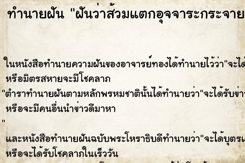 ทำนายฝันทำนายฝันฝันว่าส้วมแตกอุจจาระกระจายเต็มบ้าน