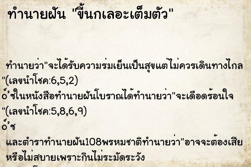 ทำนายฝัน ขี้นกเลอะเต็มตัว