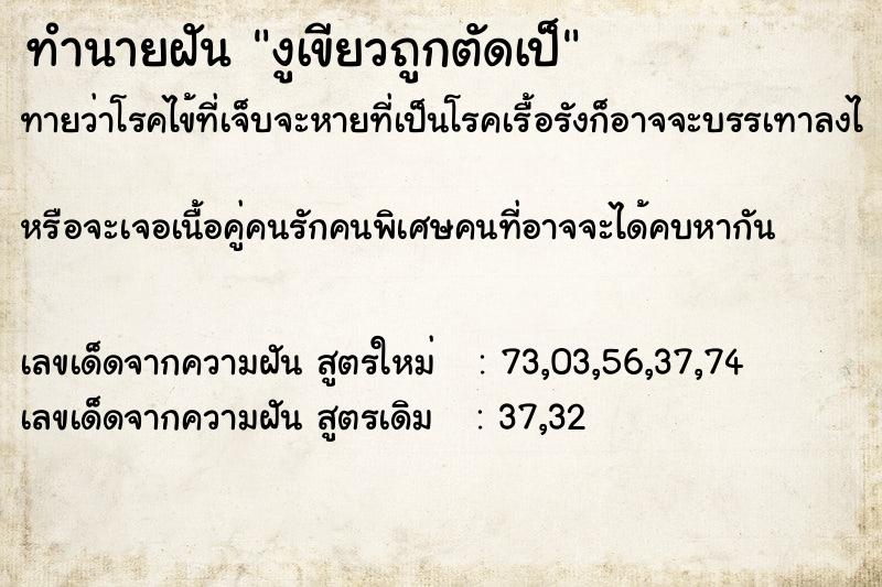 ทำนายฝันงูเขียวถูกตัดเป็ ทำนายฝันทำนายฝันงูเขียวถูกตัดเป็