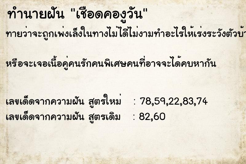ทำนายฝันเชือดคองูวัน ทำนายฝันทำนายฝันเชือดคองูวัน