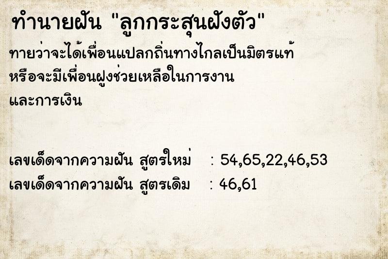 ทำนายฝันลูกกระสุนฝังตัว ทำนายฝันทำนายฝันลูกกระสุนฝังตัว