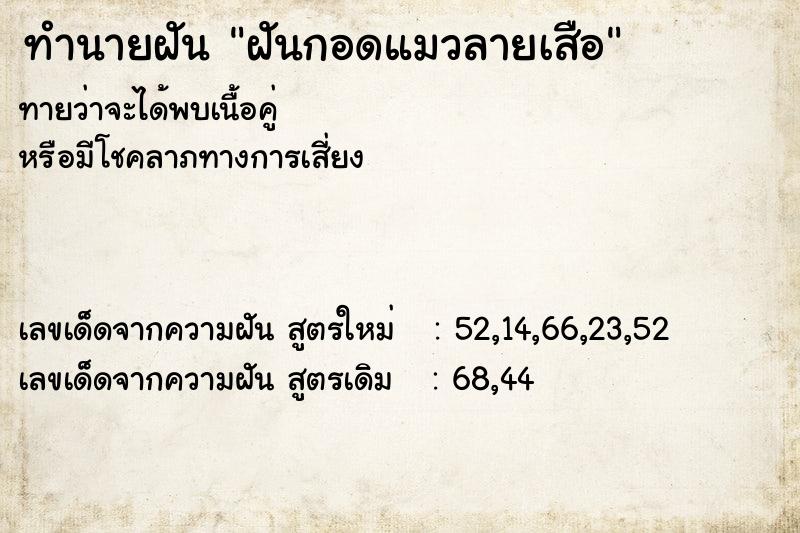 ทำนายฝันฝันกอดแมวลายเสือ ทำนายฝันทำนายฝันฝันกอดแมวลายเสือ