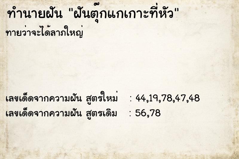 ทำนายฝันฝันตุ๊กแกเกาะที่หัว ทำนายฝันทำนายฝันฝันตุ๊กแกเกาะที่หัว