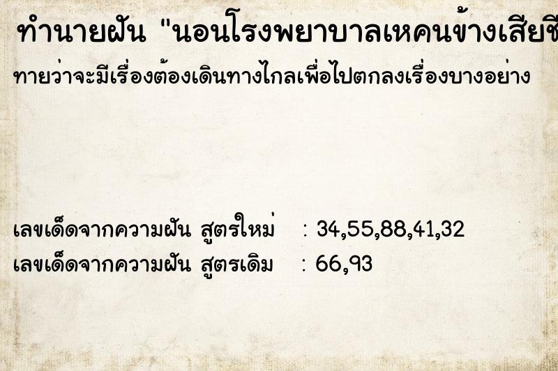 ทำนายฝันนอนโรงพยาบาลเหคนข้างเสียชีวิต ทำนายฝันทำนายฝันนอนโรงพยาบาลเหคนข้างเสียชีวิต