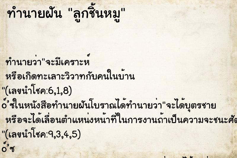 ทำนายฝัน ลูกชิ้นหมู