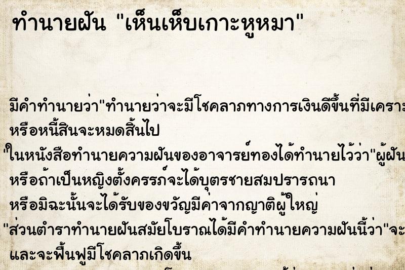 ทำนายฝัน เห็นเห็บเกาะหูหมา