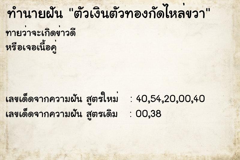 ทำนายฝันตัวเงินตัวทองกัดไหล่ขวา ทำนายฝันทำนายฝันตัวเงินตัวทองกัดไหล่ขวา