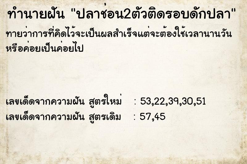 ทำนายฝันปลาช่อน2ตัวติดรอบดักปลา ทำนายฝันทำนายฝันปลาช่อน2ตัวติดรอบดักปลา