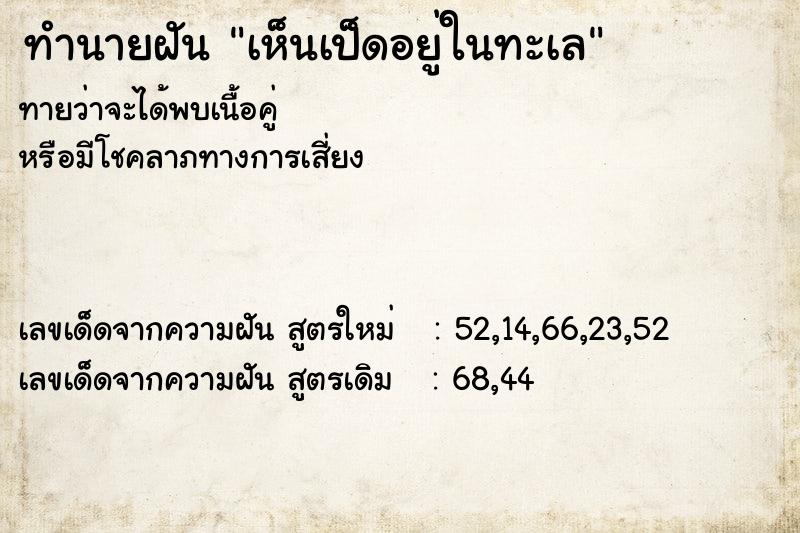ทำนายฝันทำนายฝันเห็นเป็ดอยู่ในทะเล