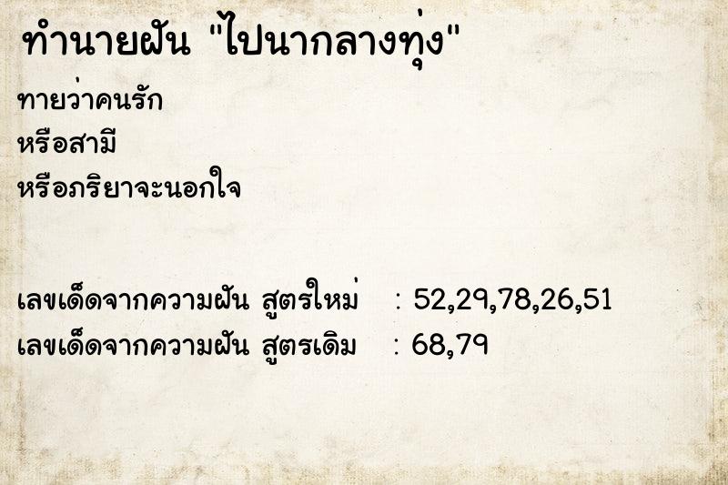 ทำนายฝันทำนายฝันไปนากลางทุ่ง