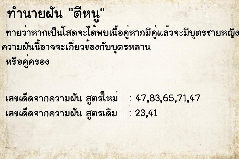 ทำนายฝัน ตีหนู ทำนายฝัน ตีหนู