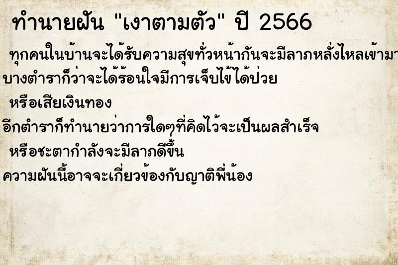 ทำนายฝัน เงาตามตัว ทำนายฝัน เงาตามตัว
