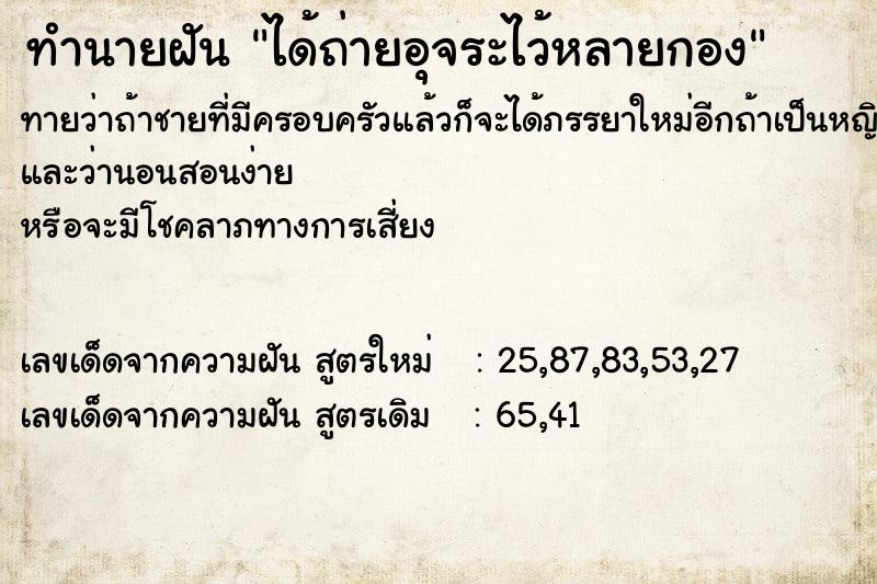 ทำนายฝันทำนายฝันได้ถ่ายอุจระไว้หลายกอง