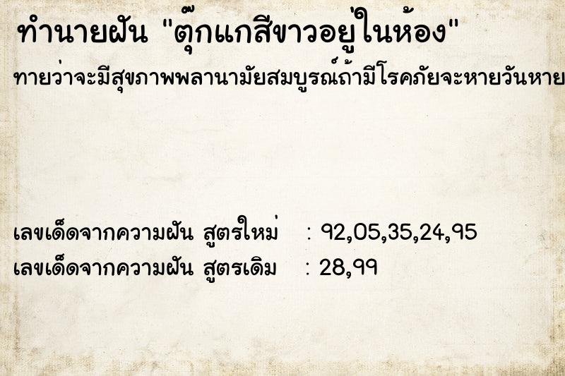 ทำนายฝันตุ๊กแกสีขาวอยู่ในห้อง ทำนายฝันทำนายฝันตุ๊กแกสีขาวอยู่ในห้อง