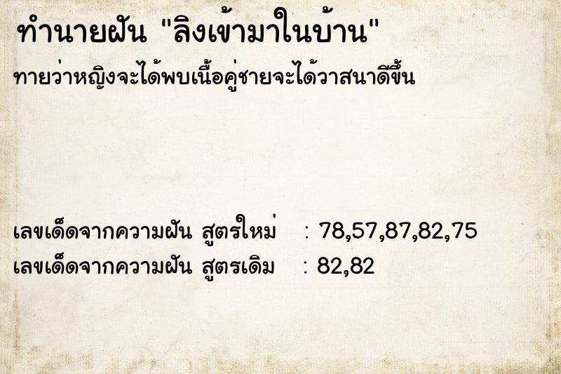 ทำนายฝัน ลิงเข้ามาในบ้าน ทำนายฝัน ลิงเข้ามาในบ้าน