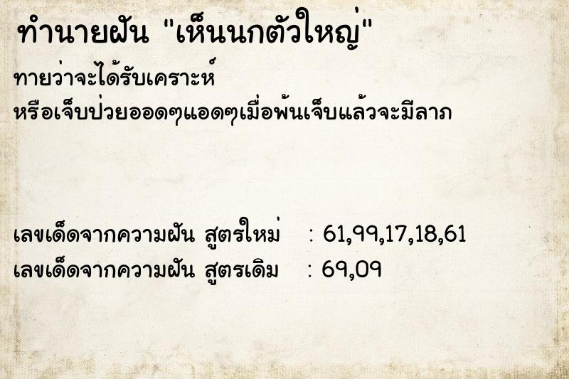 ทำนายฝันทำนายฝันเห็นนกตัวใหญ่