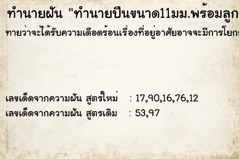 ทำนายฝัน ทำนายปืนขนาด11มม.พร้อมลูกกระปืน ทำนายฝัน ทำนายปืนขนาด11มม.พร้อมลูกกระปืน