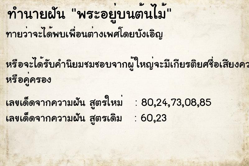 ทำนายฝันพระอยู่บนต้นไม้ ทำนายฝันทำนายฝันพระอยู่บนต้นไม้