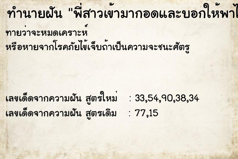 ทำนายฝันทำนายฝันพี่สาวเข้ามากอดและบอกให้พาไปส่งที่บ้าน