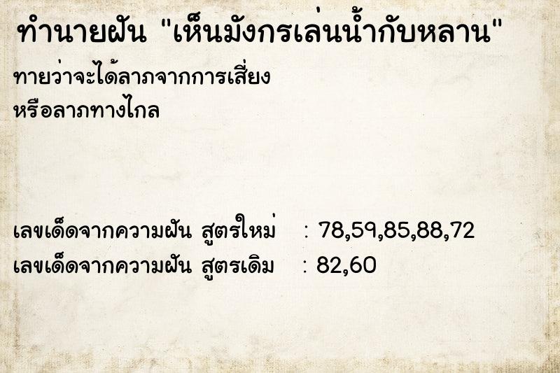 ทำนายฝันเห็นมังกรเล่นน้ำกับหลาน ทำนายฝันทำนายฝันเห็นมังกรเล่นน้ำกับหลาน