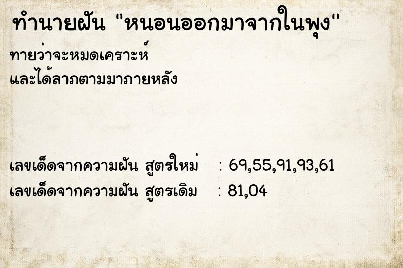 ทำนายฝันทำนายฝันหนอนออกมาจากในพุง