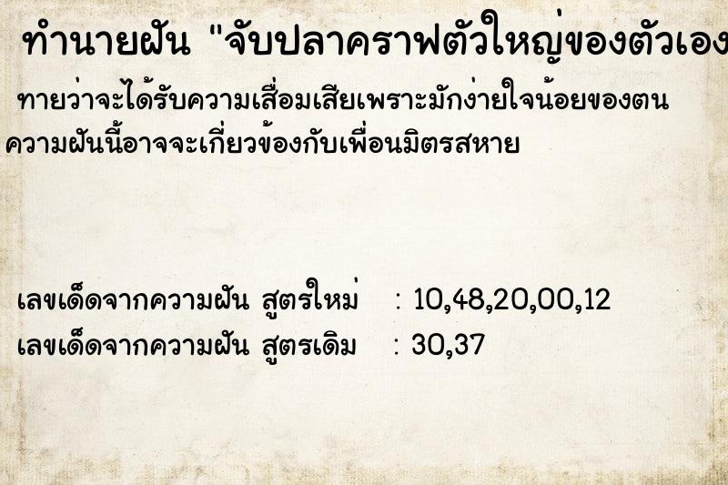 ทำนายฝันจับปลาคราฟตัวใหญ่ของตัวเอง ทำนายฝันทำนายฝันจับปลาคราฟตัวใหญ่ของตัวเอง