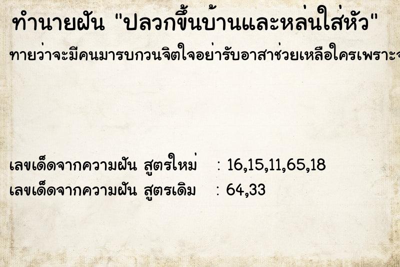 ทำนายฝันปลวกขึ้นบ้านและหล่นใส่หัว ทำนายฝันทำนายฝันปลวกขึ้นบ้านและหล่นใส่หัว