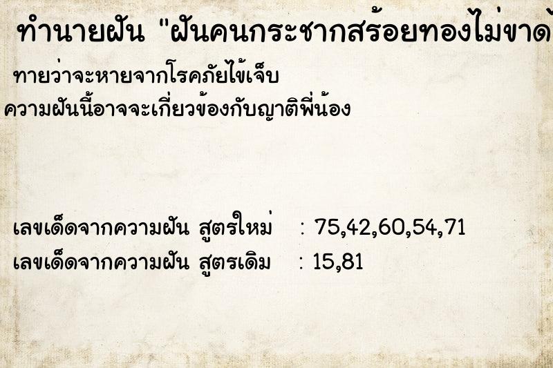 ทำนายฝันทำนายฝันฝันคนกระชากสร้อยทองไม่ขาดได้