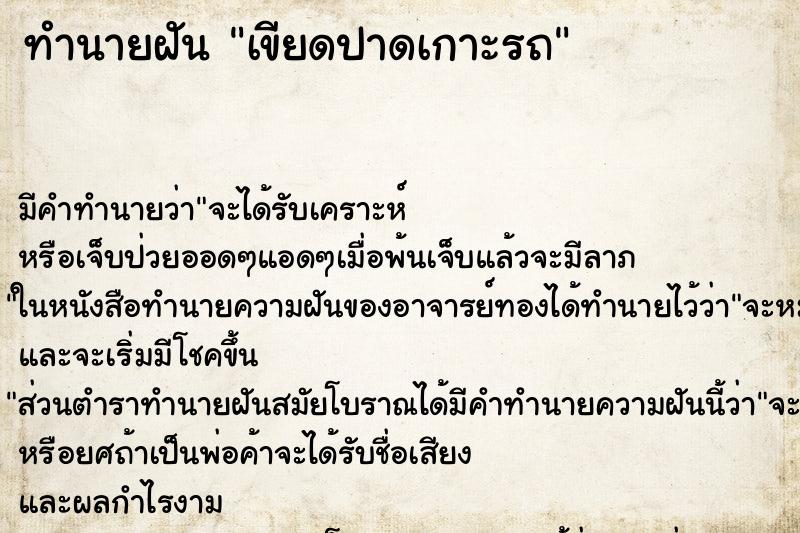 ทำนายฝัน เขียดปาดเกาะรถ ทำนายฝัน เขียดปาดเกาะรถ