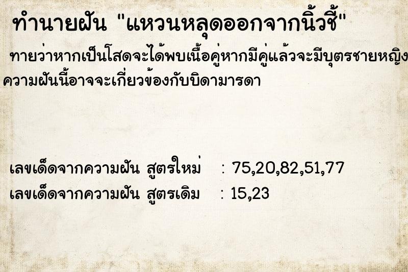 ทำนายฝัน แหวนหลุดออกจากนิ้วชี้