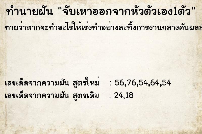 ทำนายฝันจับเหาออกจากหัวตัวเอง1ตัว ทำนายฝันทำนายฝันจับเหาออกจากหัวตัวเอง1ตัว