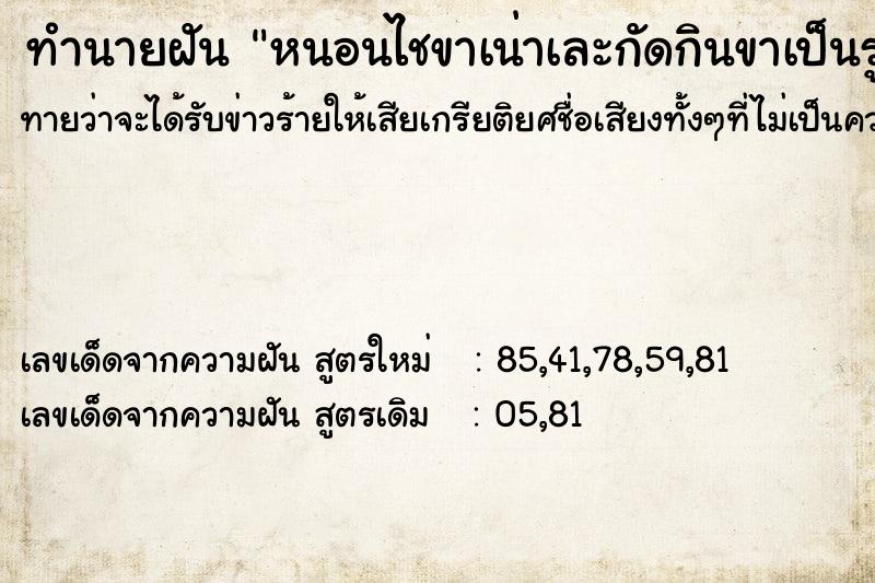 ทำนายฝันหนอนไชขาเน่าเละกัดกินขาเป็นรูโหว่เห็นแต่กระดูก ทำนายฝันทำนายฝันหนอนไชขาเน่าเละกัดกินขาเป็นรูโหว่เห็นแต่กระดูก