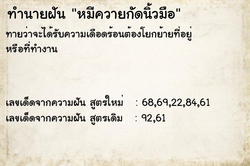 ทำนายฝัน หมีควายกัดนิ้วมือ ตำราโบราณ แม่นที่สุดในโลก