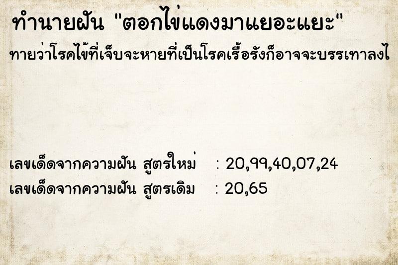 ทำนายฝันทำนายฝันตอกไข่แดงมาแยอะแยะ