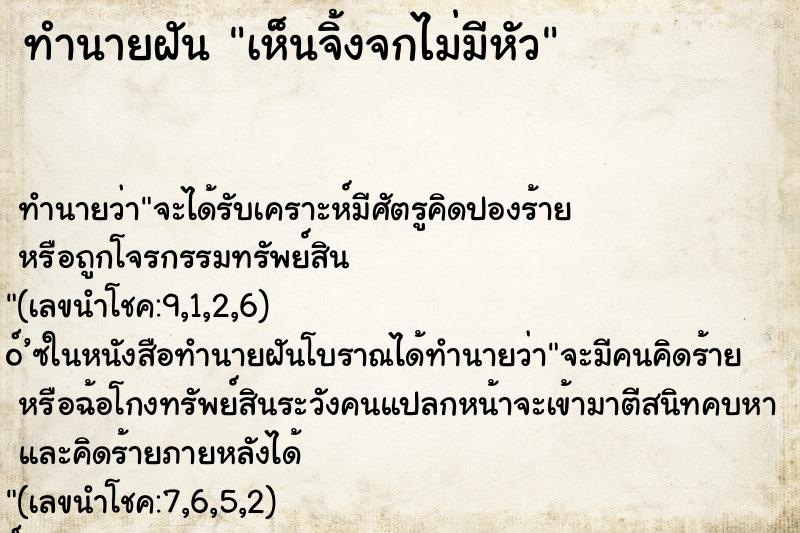 ทำนายฝันเห็นจิ้งจกไม่มีหัว ทำนายฝันทำนายฝันเห็นจิ้งจกไม่มีหัว