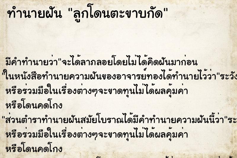 ทำนายฝัน ลูกโดนตะขาบกัด ทำนายฝัน ลูกโดนตะขาบกัด