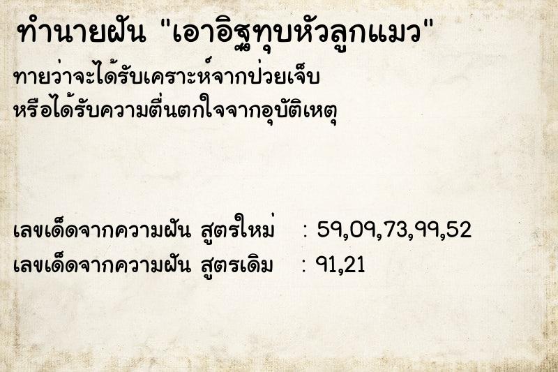 ทำนายฝัน เอาอิฐทุบหัวลูกแมว