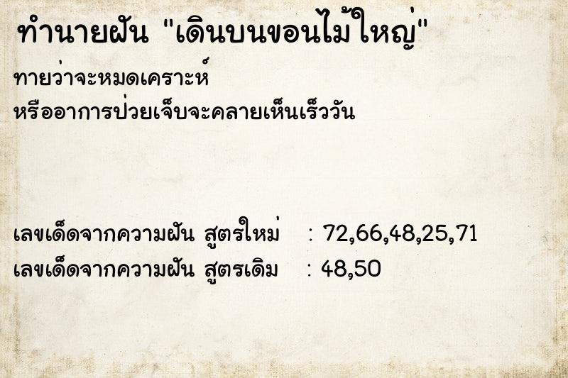 ทำนายฝันเดินบนขอนไม้ใหญ่ ทำนายฝันทำนายฝันเดินบนขอนไม้ใหญ่
