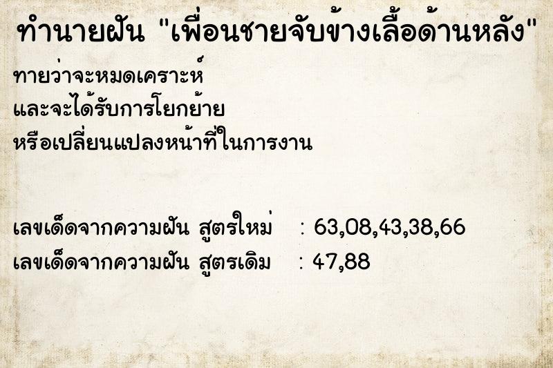 ทำนายฝันทำนายฝันเพื่อนชายจับข้างเลื้อด้านหลัง