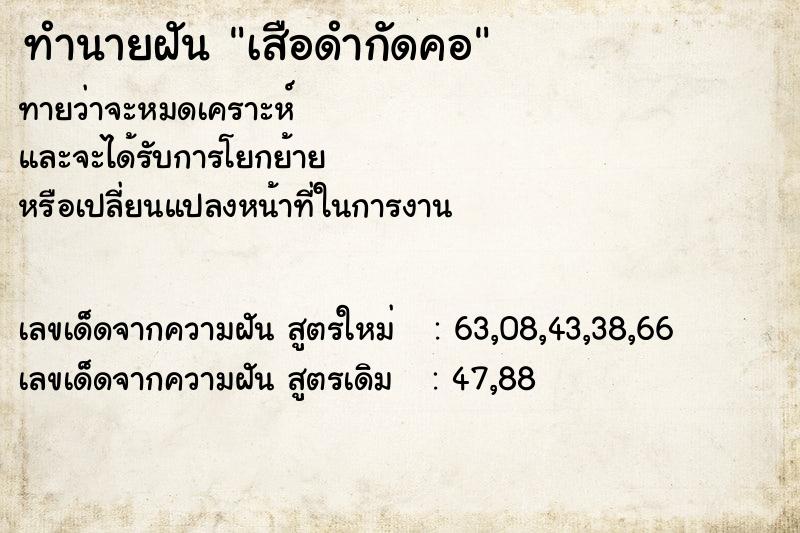 ทำนายฝัน เสือดำกัดคอ ทำนายฝัน เสือดำกัดคอ